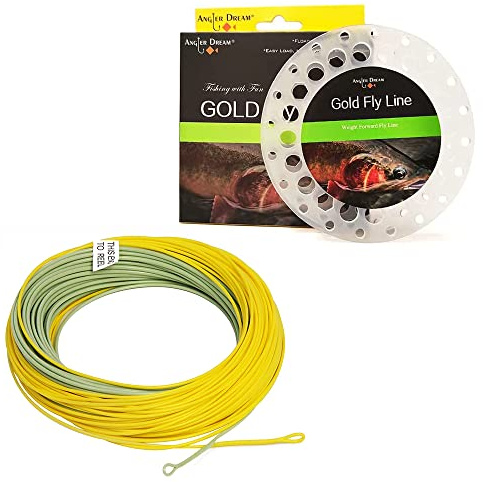 ANGLER DREAM Gold Fly Line 90FT Weight Forward Floating 5WT Fly Fishing Line