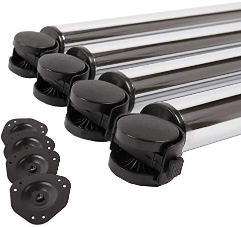 4er Set rollende Tischbeine 870mm Tischfuss auf Rolle mit Bremse ø 50mm Metall in verschiedenen Farben (Chrom glänzend)
