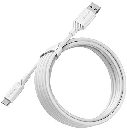 OtterBox verstärktes USB-A auf USB-C Kabel, Ladekabel für Smartphone und Tablet, Ultra-Robust und getestet auf Biegsamkeit und Flexibilität, 3M, Weiß