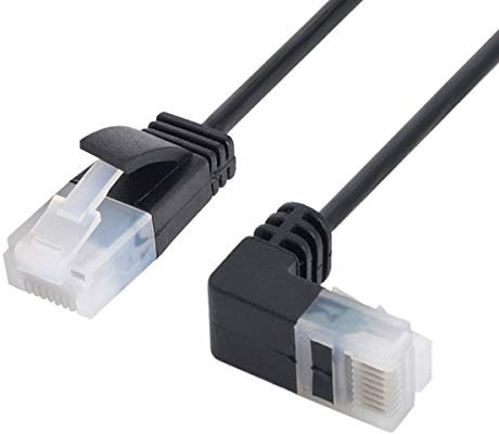 chenyang Câble Ethernet Cat6, câble d'extension réseau RJ45 UTP coudé à 90 degrés vers le bas pour ordinateur portable, routeur, TV Box, 1 m