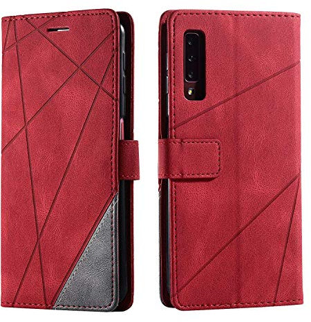 SONWO Cover per Galaxy A7 2018, Flip Caso in PU Pelle Case Cover Portafoglio Custodia per Samsung Galaxy A7 2018, [Kickstand] [Slot per Schede], Rosso