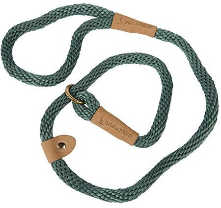 Dog & Field Lux Woven Slip Lead - Hunter. 1.2m Slip Lead For Dogs, Soft Braided Rope Dog Lead With Brass Fittings & Leather Bindings. Training Lead For Dogs, No Collar Or Harness Needed, One Size