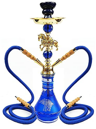 20 Hookah Set with Glass Tank & Clay Bowl - 2 Hose PVC for Better Shisha Smoking