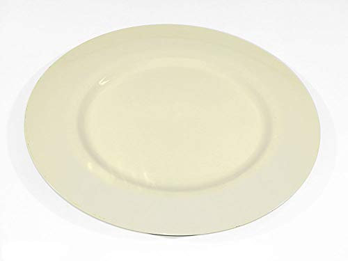 6 Sottopiatti Bordo Liscio Colore CREMA BEIGE AVORIO in plastica Rigida Bordo Liscio Tondo 33 cm Natale cenone sotto Piatto Natalizio Capodanno Natale Cena Aperitivo