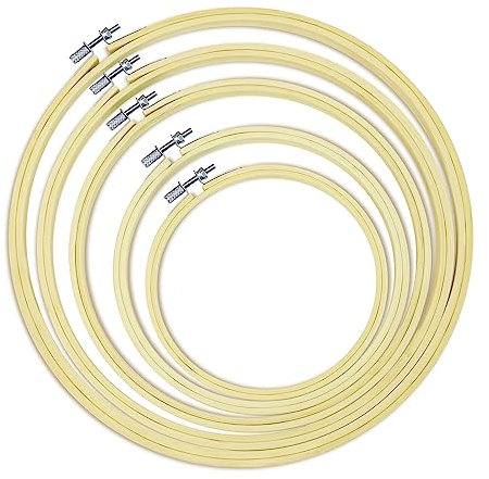 Cldamecy 5 Stück Stickrahmen, 12,7 cm bis 25,4 cm, runder Bambus, verstellbarer Rahmen, Kreuzstichrahmen für Stickerei, Dekoration und Kunsthandwerk, Nähen