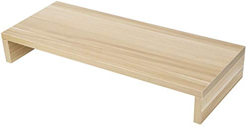 Wakects Laptop and Screen Riser, Wood Monitor Stand Desktop Computer Screen Riser Desktop Organiser Stand for Home Office, 19.5 x 7.8 x 3 inch (Wooden Color)