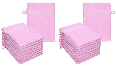 Betz Lot de 20 Gants de Toilette Palermo 100% Coton Taille 16x21 cm Couleur Rose