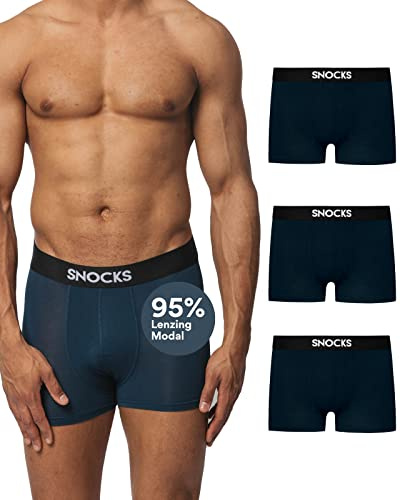 Snocks Premium Boxershorts Herren aus weichem Lenzing Modal (3er Pack) - Ultraleichte und Atmungsaktive Boxershorts - Unterwäsche Männer ohne Kratzenden Etiketten - Gr. 3XL - Farbe Navy