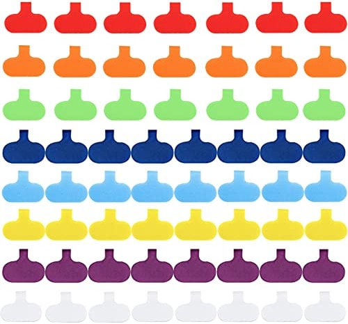 ZYNERY Multi-Colour Write On Cord Labels - 60 Pcs, Reusable Cable Tags for PC Computer Wire Cord Management and Identification