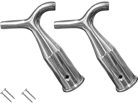 TERF® Traditional Polished Chrome Pole Hook Sash Window Catch Lift Pull Fanlight Skylight Window Loft Attic Blinds Boat Pole Hook including Fixing Screw - Pack of 2