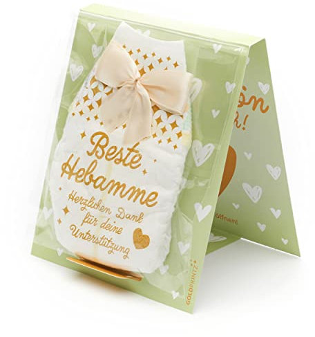 goldprintz I Hebamme Geschenk I Beste Hebamme I Dankeschön Aufstellkarte für deine Unterstützung I Gold bedruckte Windel-Klapp-Postkarte I Schwangerschaft verkünden I Wir bekommen ein Baby Verkündung