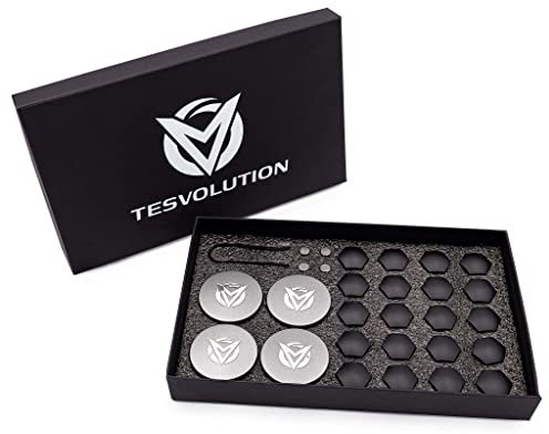 Tesvolution® Radnabenabdeckung für Tesla Model 3 2021 + 2022 + 2023- Aero Radkappen Radmutternset mit Abdeckung Nabendeckel Radnabenset Radnabenkit