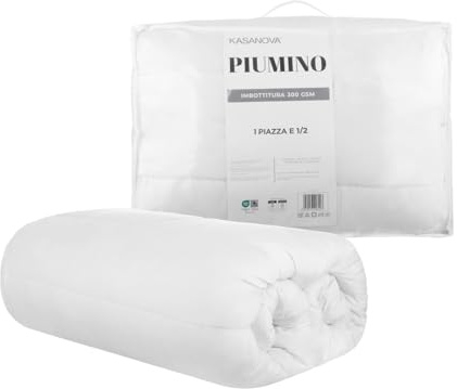 KASANOVA Piumino invernale 1 piazza e mezza 300 gr/mq in microfibra bianco