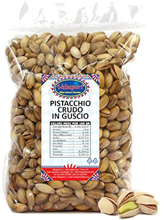 Valsapori - PISTACCHIO CRUDO IN GUSCIO (500 gr) - Pistacchio Americano Crudo con Guscio, non Tostato, non Salato, Ricco di Magnesio, Potassio e Sali Minerali - Pistacchio Selezionato, Qualità Elite