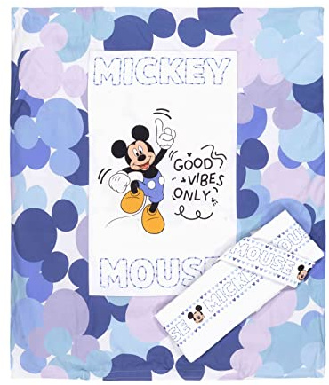 Disney Minnie Mouse Baby Cot Bed Sheets Baby Sleeping Bag Pram Complete Set Baby Cot Bed Sheet Newborn Bedding Bedding Pillowcase (Mickey Blue)