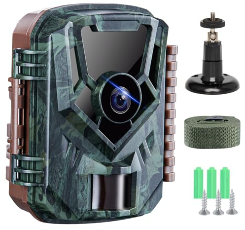 KJK 24MP 1080P Wildkamera, Wildkamera mit Nachtsicht Bewegung Aktiviert Wasserdicht IP66 0,2s Auslösezeit mit 120°Weitwinkel Trail Cam für Wildtierüberwachung