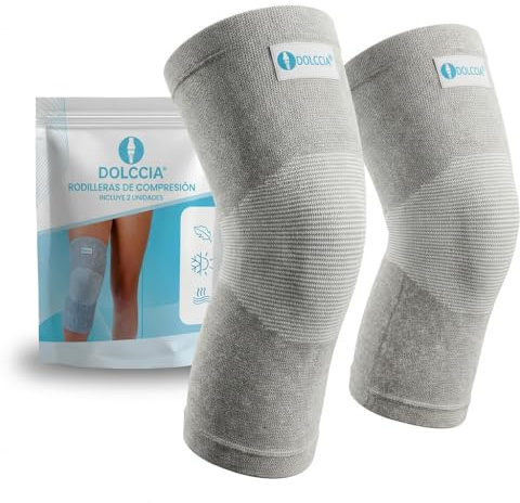 DOLCCIA Confezione da 2 ginocchiere in fibra di bambù, ginocchiere per artrite e dolori articolari, menisco e legamento, traspirante, sport, allenamento, corsa, bicicletta, uomo e donna (M)