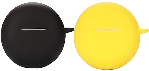 Akancy compatibile per OPPO Enco Buds2 Custodia per cuffie,[2 Pack] [Supporta la ricarica wireless] [Custodia protettiva antiurto] Custodia protettiva in silicone protettiva per cuffie (black yello)