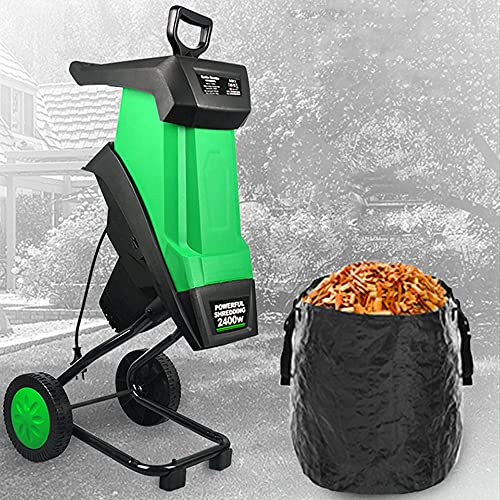 Trituratore Elettrico Portatile con Ruote�?Cippatrici e trinciatrici da Giardino�?2400 W ad Alta Potenza e 50 Litri di Grande capacit�?Trituratore di Foglie di Ramo
