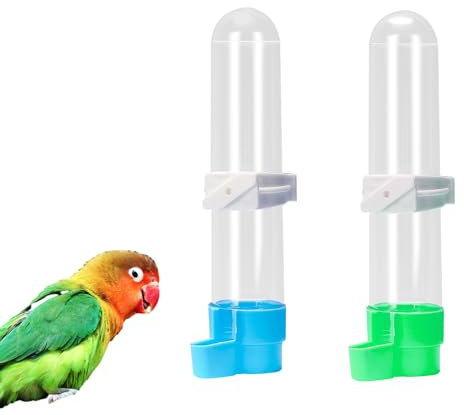 HIXNUG 2Pcs Bird Waterer Feeding Cup Automatic Feeding Water Bottles Dispenser Feeder Hanging Bird Bottle Drinker for Cockatiel Parrots