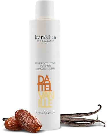 Jean & Len Rebuild Conditioner Dattel & Vanille, für stark strapaziertes Haar, bändigt Frizz und entwirrt die Haare, mit Vanille Duft, Conditioner ohne Silikone & Parabene, vegan, 300 ml