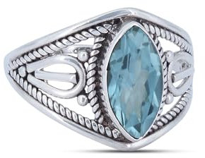 mantraroma Ring Silber Damen blau Topas Edelstein blau ausgefallen verspielt