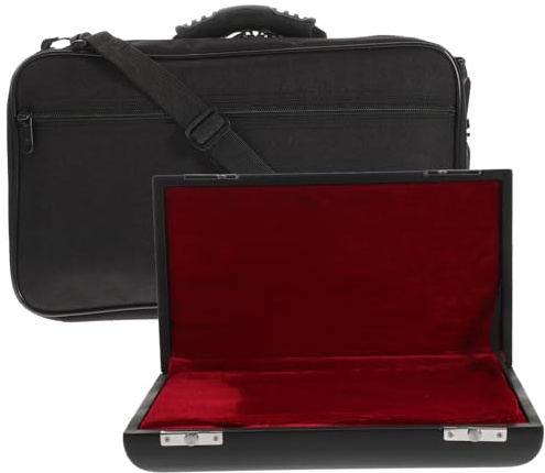 Oboen Aufbewahrungskoffer 1 Satz mit Innenschlitzdesign Schwarz | PU Leder, Holz und Metall, Canvas Tasche und Kasten, Praktische Tragebox für Oboe