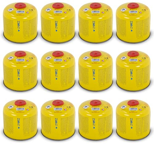 ZMC 12X Gaskartuschen 300g, Schraubkartusche 600ml mit Propan/Butan Gas, EN417 Eurogewinde 7/16, Ventilkartusche Gaskartusche passend für Gaskocher, Gasbrenner, Unkrautbrenner, Camping & Weber Grill