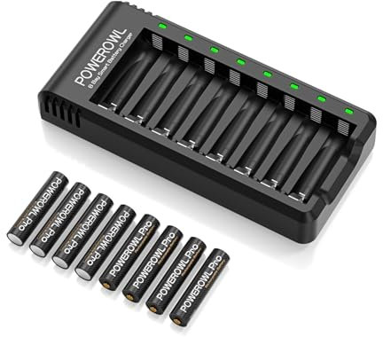 POWEROWL Pro AAA Rechargeable Batteries with Charger, 8 Pack of 1100mAh Ni-MH Triple A Batteries