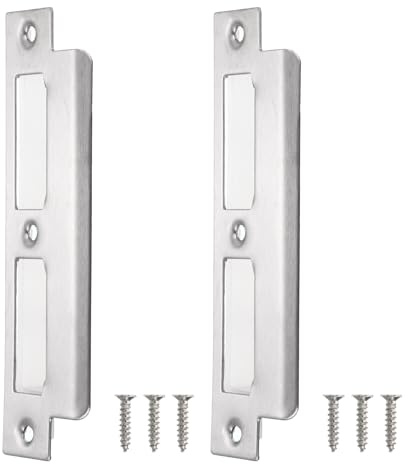 sourcing map Door Strike Plate, 2Pcs 155x35mm 201 Stainless Steel Silver | Latch Deadbolt Strike Plate,for Door Frame Door Jamb