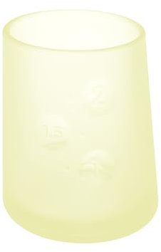 CAIKEZI Olababy First Cup | Clear Sense 100% Silicone Infant Trainer Cup | 2oz Medicine Cup for Newborn | Non-Slip & Sloping Design for Tiny Hands & Baby Led Weaning (Lemon, 1 Cup)