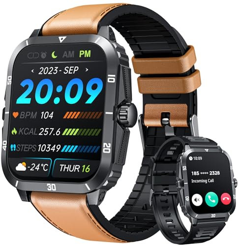 Smartwatch Fitnessuhr Uhren Armbanduhr mit Telefonfunktion: 2.0 Smart Watch Herren mit Pulsuhr Schlafmonitor Schrittzähler 3ATM Wasserdicht Fitness Uhr Sportuhr Männer 100+ Sportmodi für iOS Android