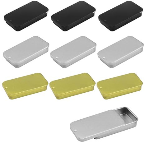 KLEHOPE 9 Pezzi Scatolette Latta Piccole, Scatole Piccole in Metallo, Scatole Rettangolari con Coperchio, Scatola Metallo Adatto per Riporre Caramelle, Bottoni e Piccole Parti Varie