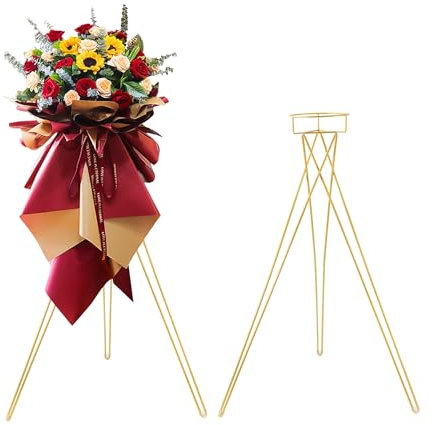2 Pcs Gold Flower Stand Display -41.3 Tall Flower Arrangement Stand, Metal Flower Pot Holder Rack for Wedding Centerpieces Opening Party Reception Aisle