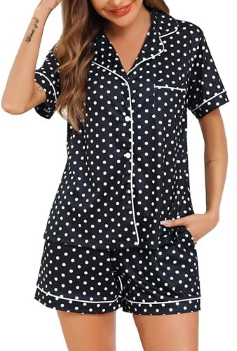 Sopesil Pyjamas for Women Shorts Sets Button Down Ladies Pjs Short Sleeve Soft SleepwearCute Loungewear Comfy with Pockets