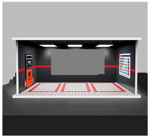 Car Garage Modello Negozio 1:18 Multi-parcheggio Garage Scena Illuminazione Simulazione parcheggio Ornamenti Display Auto vetrina in con pressofuso(C10-180-203 Two Parking Spaces)