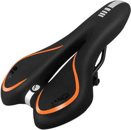 Bequemer Fahrradsitz für Herren und Damen, wasserdichter Fahrradsitz, atmungsaktiver Mountainbike-Sattel, Gel-Fahrradsattel für MTB, BMX, Rennrad, Stadtfahrräder, Heimtrainer (Orange)