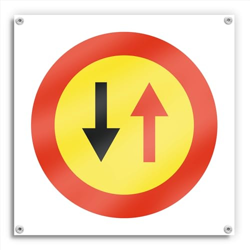 Cartel Prioridad de Paso 42x42 cm Lona Impresa Señal de Advertencia para Zona de Obras (Prioridad)