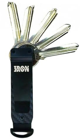Iron Edge Key Organiser - Portable Keychain, Minimalist Heavy Duty Keyring, Pocket Smart Key Holder with Gift Box and Tool (Carbon Fibre, Black)