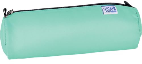 Oxford - Estuche Redondo clásico, 1 Compartimento de Capacidad, 22 x 7 x 7 cm, Cierre de Cremallera, poliéster, Color Verde Pastel, Verde, Este Estuche de poliéster es de Color Verde Pastel