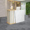 Empfangstheke Salon Kosmetikstudio 120cm Weiss Gold, Empfangstheke Rezeption Friseur, Modern Einfach Reception Stations mit AbschließBaren Schubladen Hohe KapazitäT Verkaufstheke Ladentheke Tresen
