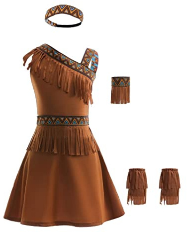 Lito Angels Mädchen Fransen-Kostümkleid mit Stirnband 2-14 Jahre | Ein-Schulter-Design, Fransen, Stirnband, Armreif, Armband, Beinstulpen, Halloween