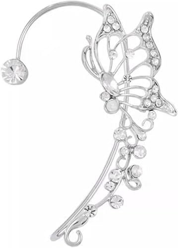 Generic Einzigartige Elfenohrringe, Silber: Damen-Ohrenschützer und -Ohrringe, Feenflügel-Damenohrringe bequem