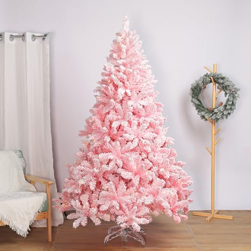 YPDOPORA Schneebeflockter Weihnachtsbaum Mit Beleuchtung, Künstlicher Weihnachtsbaum, Künstlicher Feiertagsbaum Mit Zweigspitzen Und Faltbarem Ständer, Einfacher Aufbau Als Heimdekoration,5FT