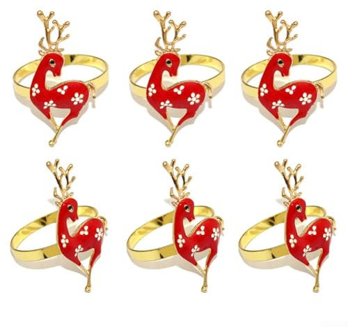 Serviettenring mit Elch-Hirsch-Design, 6 Stück, für Weihnachtsessen, perfekte Ergänzung für Ihren Festtagstisch