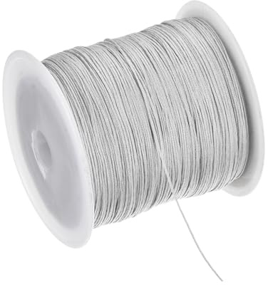 Rebower 0.4mm Nylon String for Bracelets, 140m Nylon Satin String Cord Beading Thread [ for Jewelry Making Bracelet Necklaces DIY Craft] - Grey