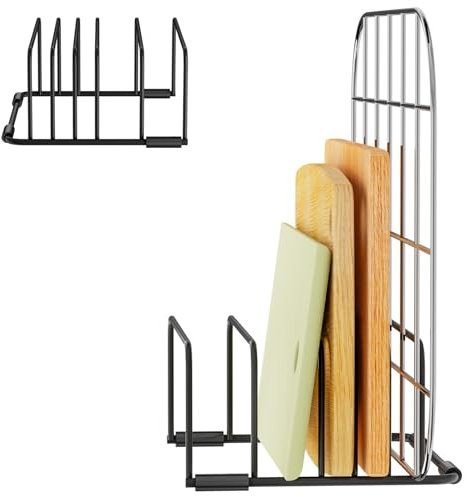 DIRXVMC Chopping Board Holder Cutting Organizer Holder Rack Baking Cookie Pan Sheets Cooling Small Racks Storage Stand for Kitchen Cabinet Countertop Bakeware Organizer (1, black)