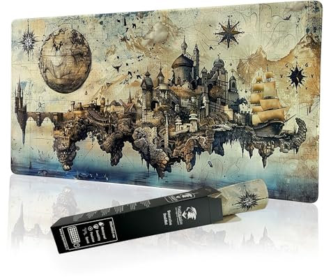 PadParadise Mouse Pad XXL 80x40 cm – Isola Elfica Fluttuante – Tappetino Scrivania Gaming e Lavoro – Waterproof, Antiscivolo, Design Fantasy Unico (Nave)