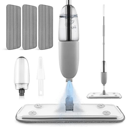 Baluue Trapeador Aerosol Recargable para Limpieza De Pisos con Almohadillas De Repuesto para Suelos Trapeador Húmedo