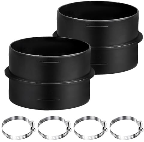 2PCS 75mm Heater Ducting Connector, Plastic Ducting Joiner Connector with 4 Adjustable Clips Round Ventilation Duct Pipe Connector for Diesel Heater Ducting